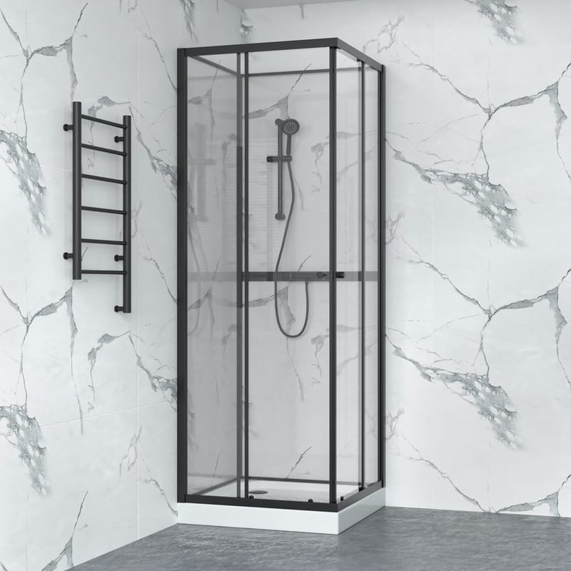 Duschkabin 90x90cm | Aluminium & säkerhetsglas | Svart ram - Hus & renovering - Kök & bad - Badrum - Duschar