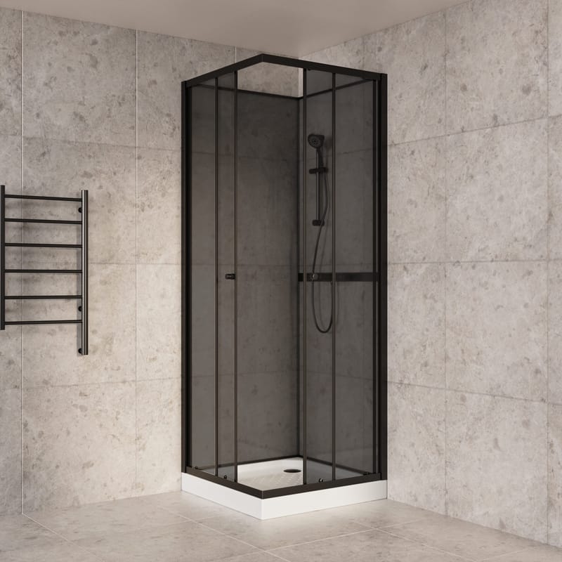 Duschkabin 90x90cm | Aluminium & säkerhetsglas | Svart ram, undefined