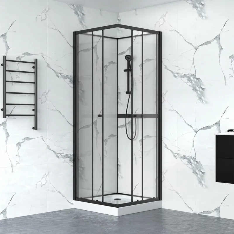 Duschkabin 90x90cm | Aluminium & säkerhetsglas | Svart ram, undefined