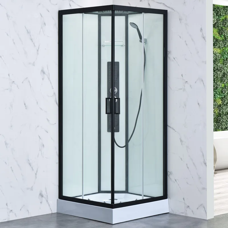 Duschkabin fyrkantig, svart, 5mm, 900x900x2150mm, undefined