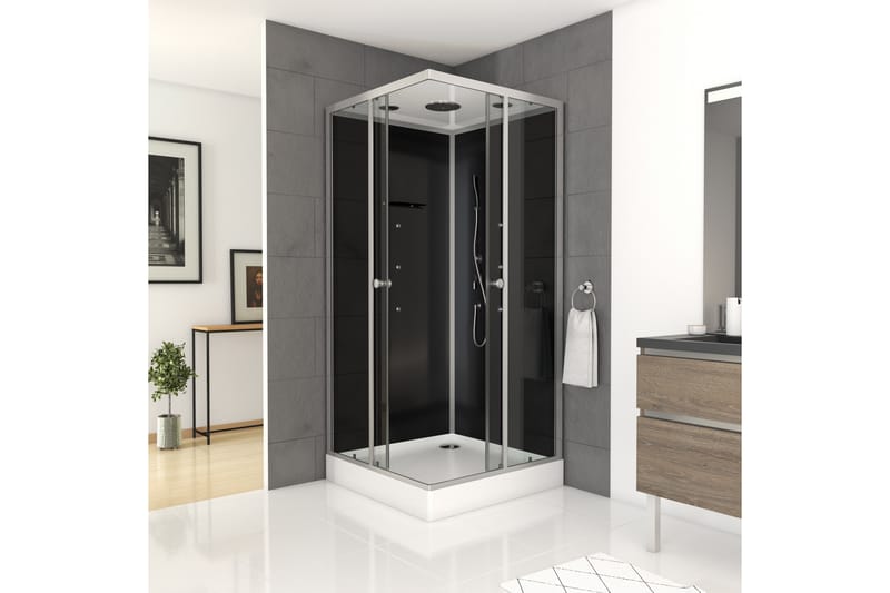 Attsjö Duschkabin 90x215 cm - Svart/Grå - Hus & renovering - Kök & bad - Badrum - Duschar