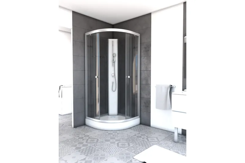 Bankestad Duschkabin 210 cm, Grå|Vit