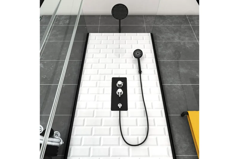 Biverund Duschkabin 80x80 cm - Svartvit - Hus & renovering - Kök & bad - Badrum - Duschar - Duschkabin