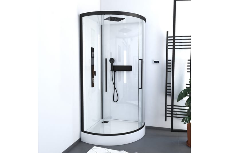 Bondborn Duschkabin 90 cm Rund, med regnfunktion och massage - Svartvit - Hus & renovering - Kök & bad - Badrum - Duschar