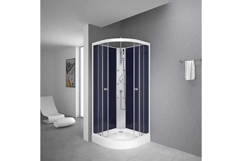 Röne Duschkabin 84x84 cm, Turkos/Silver