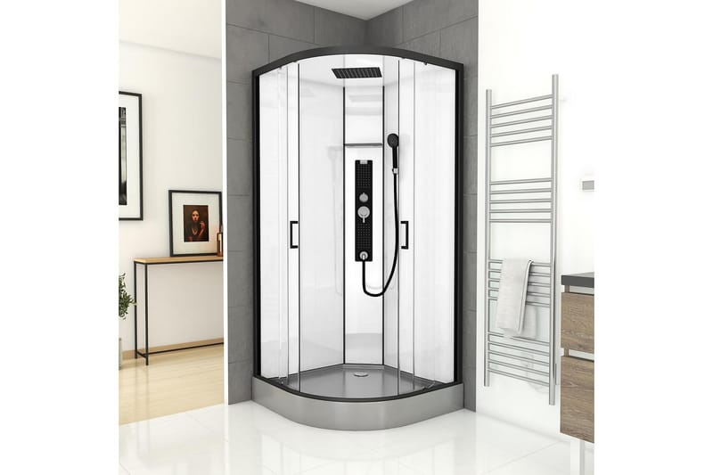 Styrsvik Duschkabin 215 cm Rund - Svart/Grå - Hus & renovering - Kök & bad - Badrum - Duschar