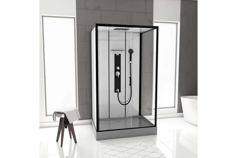 Styrsvik Duschkabin 90x115 cm, Svart/Grå