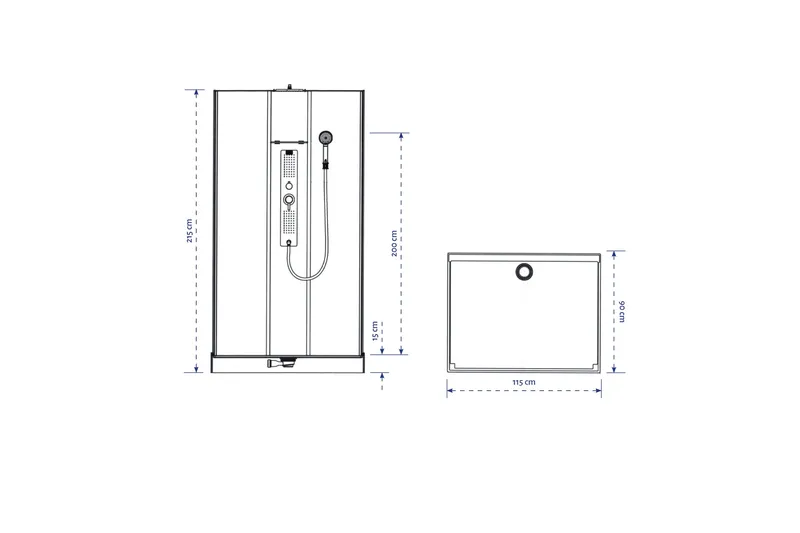 Styrsvik Duschkabin 90x115 cm - Svart/Grå - Hus & renovering - Kök & bad - Badrum - Duschar - Duschkabin