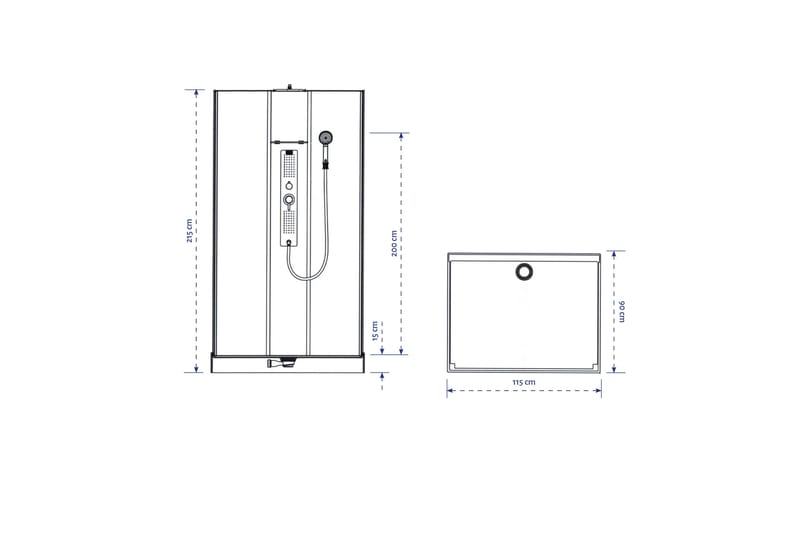 Styrsvik Duschkabin 90x115 cm - Svart/Grå - Hus & renovering - Kök & bad - Badrum - Duschar - Duschkabin