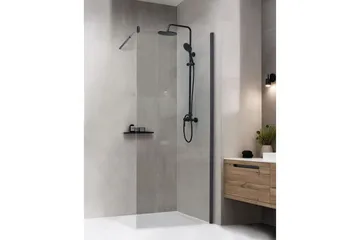 Duschskärm Ahaus Transparent/svart, 80x80x190 cm - Transparent/svart, 80x80x190 cm - Hus & renovering - Kök & bad - Badrum - Duschar