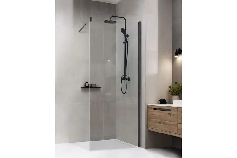 Duschskärm Ahaus Transparent/svart, 80x80x190 cm - Transparent/svart, 80x80x190 cm - Hus & renovering - Kök & bad - Badrum - Duschar - Duschväggar