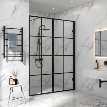 Duschvägg 160x200cm | Svart spröjs | Stilren design - Hus & renovering - Kök & bad - Badrum - Duschar - Duschväggar