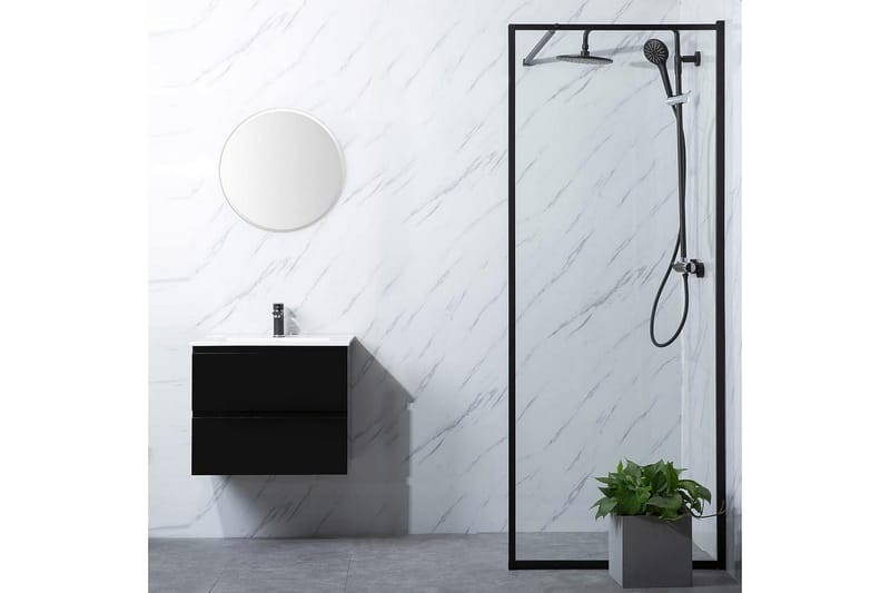 Duschvägg Bathlife Profil Rak 80 Vägg Svart, Bathlife