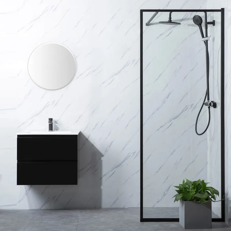Duschvägg Bathlife Profil Rak 80 Vägg Svart, Bathlife