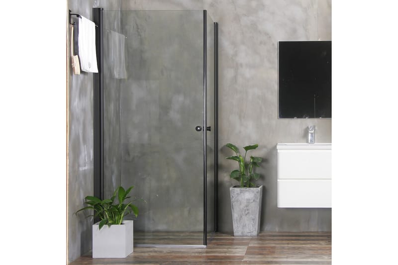 Bathlife Mångsidig Duschhörn Rak Dörr | Rak Dörr Svart - Svart|Transparent - Hus & renovering - Kök & bad - Badrum - Duschar