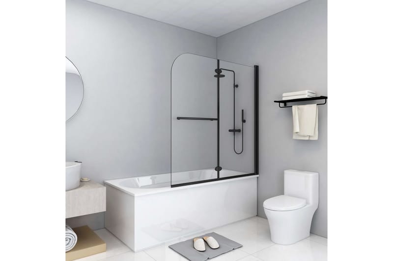 Duschvägg fällbar 2 paneler ESG 120x140 cm svart - Hus & renovering - Kök & bad - Badrum - Duschar