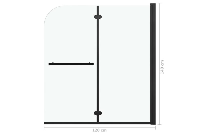 Duschvägg fällbar 2 paneler ESG 120x140 cm svart - Duschväggar