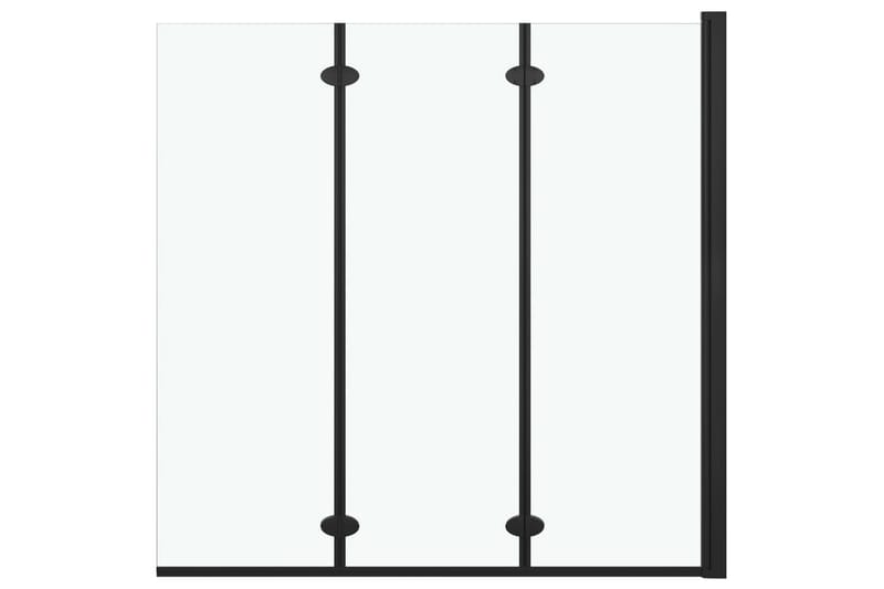 Duschvägg fällbar 3 paneler ESG 130x138 cm svart - Duschväggar