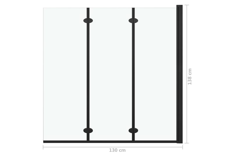 Duschvägg fällbar 3 paneler ESG 130x138 cm svart - Duschväggar