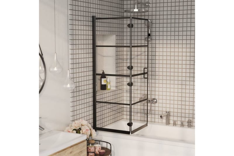 Duschvägg fällbar ESG 100x140 cm svart - Hus & renovering - Kök & bad - Badrum - Duschar