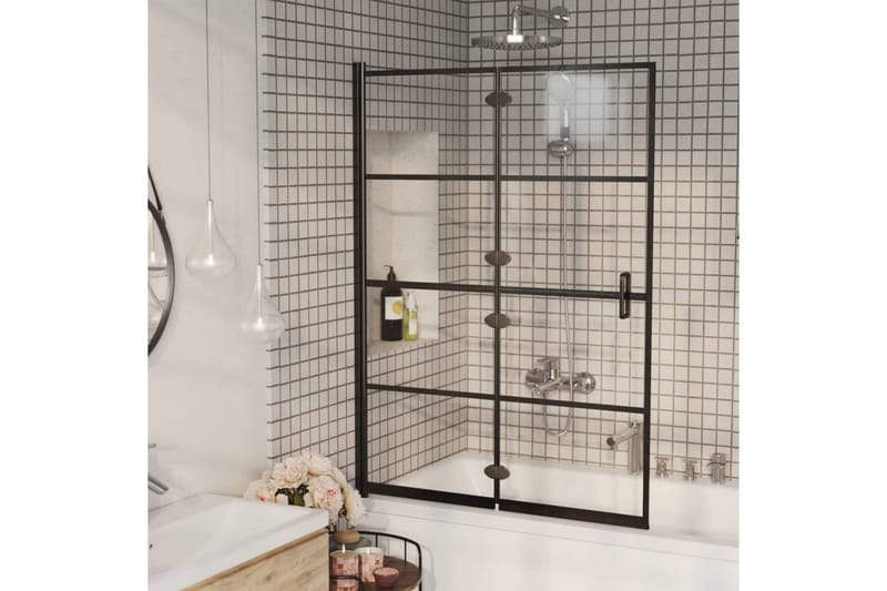 Duschvägg fällbar ESG 100x140 cm svart - Hus & renovering - Kök & bad - Badrum - Duschar