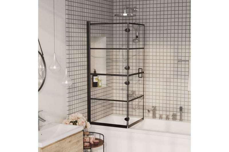 Duschvägg fällbar ESG 120x140 cm svart - Hus & renovering - Kök & bad - Badrum - Duschar