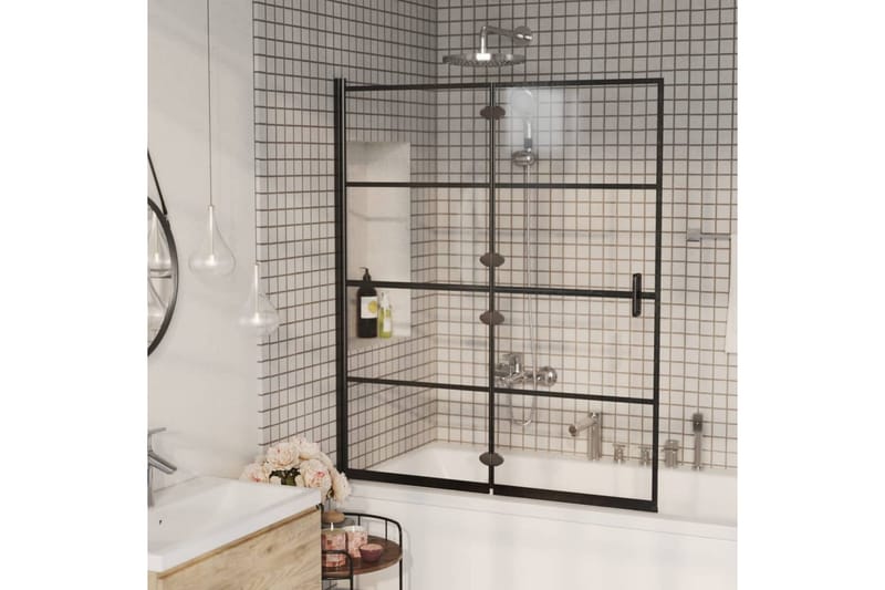 Duschvägg fällbar ESG 120x140 cm svart - Hus & renovering - Kök & bad - Badrum - Duschar