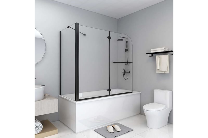 Duschvägg fällbar ESG 120x68x130 cm svart - Svart - Hus & renovering - Kök & bad - Badrum - Duschar