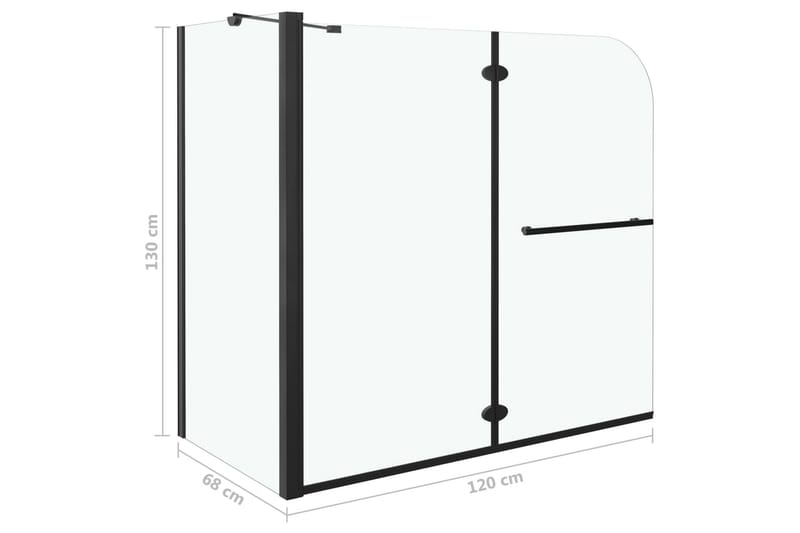 Duschvägg fällbar ESG 120x68x130 cm svart - Svart - Hus & renovering - Kök & bad - Badrum - Duschar