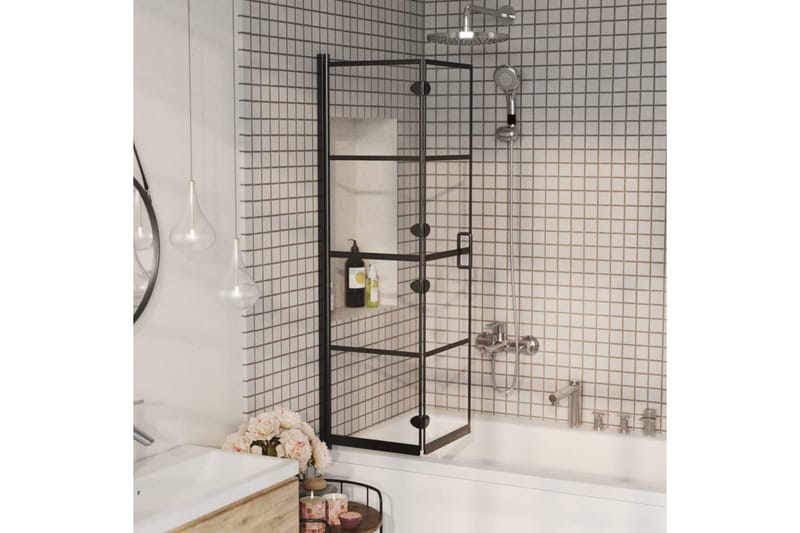 Duschvägg fällbar ESG 80x140 cm svart - Hus & renovering - Kök & bad - Badrum - Duschar