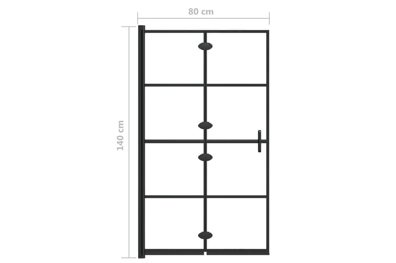 Duschvägg fällbar ESG 80x140 cm svart - Duschväggar