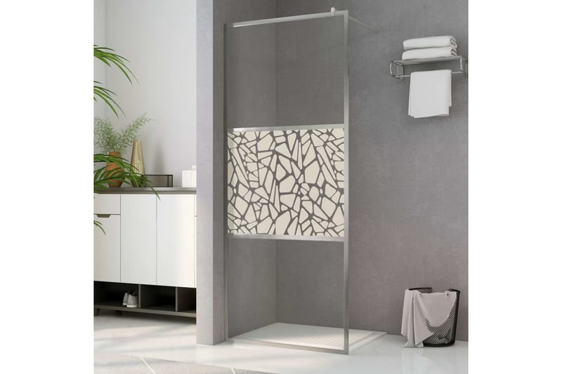 Duschvägg med ESG-glas stendesign 100x195 cm - Duschväggar