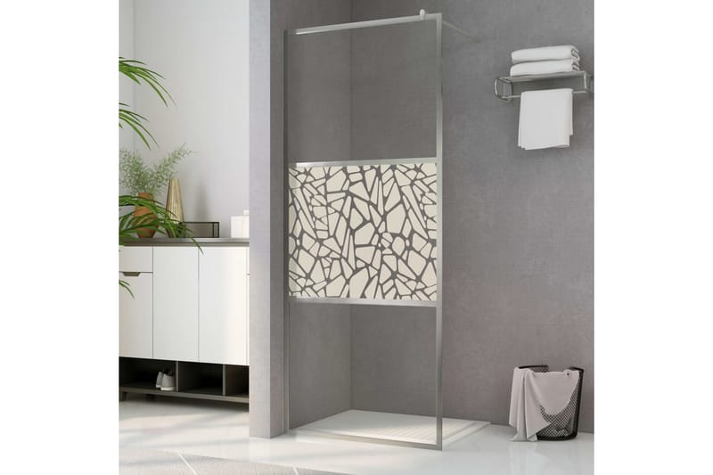 Duschvägg med ESG-glas stendesign 115x195 cm - Brun - Hus & renovering - Kök & bad - Badrum - Duschar