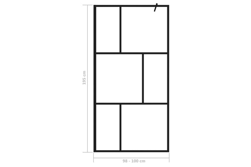 Duschvägg med härdat glas svart 100x195 cm - Svart - Duschväggar