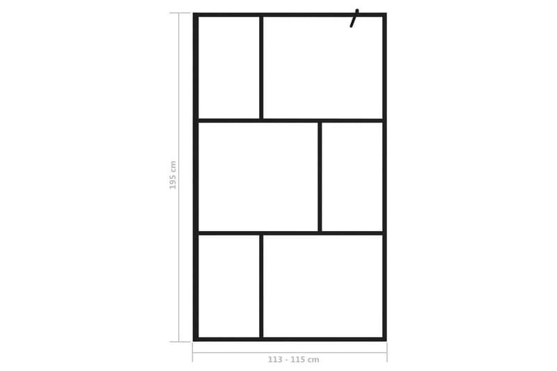 Duschvägg med härdat glas svart 115x195 cm - Svart - Hus & renovering - Kök & bad - Badrum - Duschar
