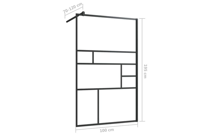 Duschvägg med klart ESG-glas 100x195 cm svart - Transparent - Duschväggar