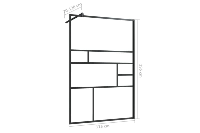 Duschvägg med klart ESG-glas 115x195 cm svart - Transparent - Hus & renovering - Kök & bad - Badrum - Duschar