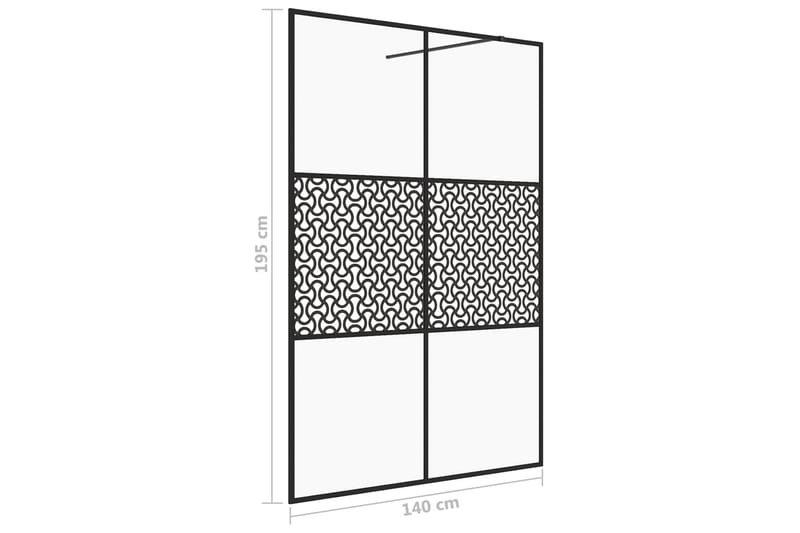 Duschvägg med klart ESG-glas 140x195 cm svart - Transparent - Duschväggar
