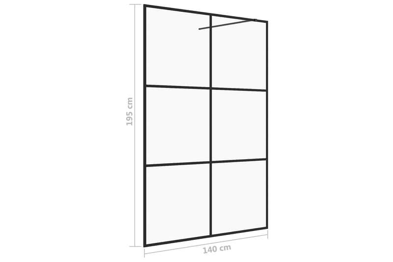 Duschvägg med klart ESG-glas 140x195 cm svart - Transparent - Duschväggar