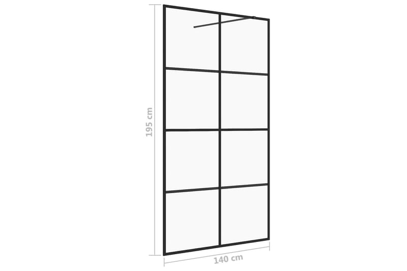 Duschvägg med klart ESG-glas 140x195 cm svart - Transparent - Hus & renovering - Kök & bad - Badrum - Duschar