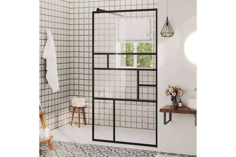 Duschvägg med klart ESG-glas 80x195 cm svart - Transparent - Hus & renovering - Kök & bad - Badrum - Duschar