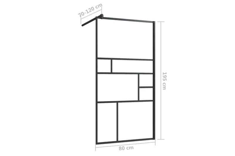 Duschvägg med klart ESG-glas 80x195 cm svart - Transparent - Hus & renovering - Kök & bad - Badrum - Duschar