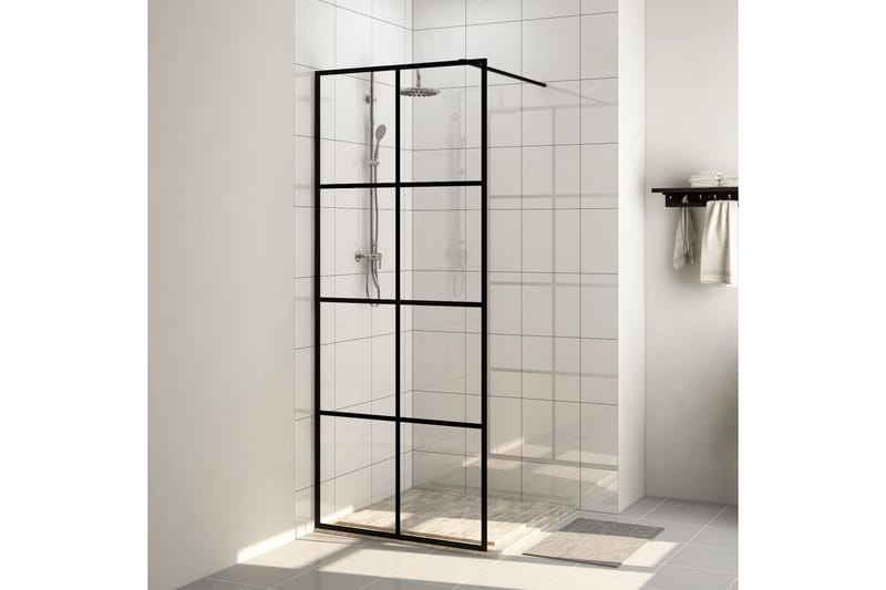 Duschvägg med klart ESG-glas 80x195 cm svart - Transparent - Duschväggar