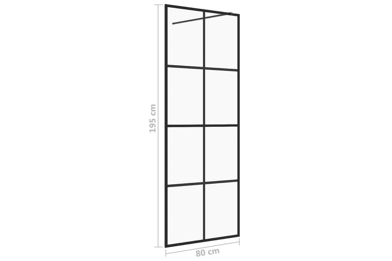Duschvägg med klart ESG-glas 80x195 cm svart - Transparent - Hus & renovering - Kök & bad - Badrum - Duschar
