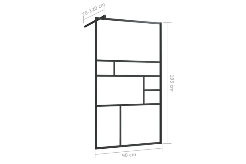 Duschvägg med klart ESG-glas 90x195 cm svart - Transparent - Hus & renovering - Kök & bad - Badrum - Duschar