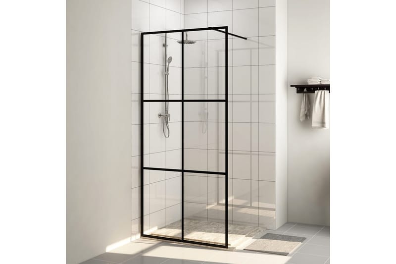 Duschvägg med klart ESG-glas 90x195 cm svart - Transparent - Duschväggar