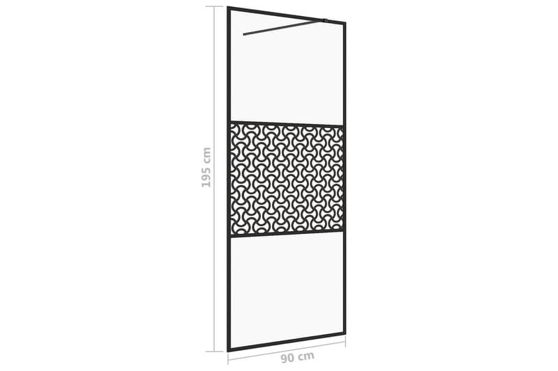 Duschvägg med klart ESG-glas 90x195 cm svart - Transparent - Hus & renovering - Kök & bad - Badrum - Duschar