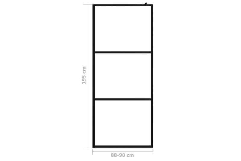 Duschvägg med klart ESG-glas svart 90x195 cm - Svart - Hus & renovering - Kök & bad - Badrum - Duschar