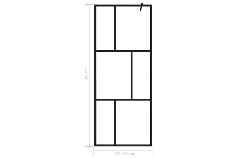 Duschvägg till duschkabin härdat glas svart 80x195 cm - Svart - Hus & renovering - Kök & bad - Badrum - Duschar