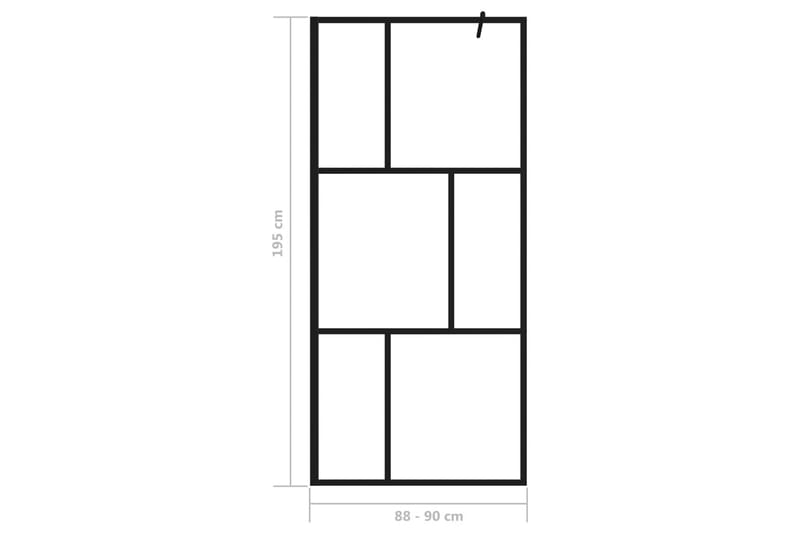 Duschvägg till duschkabin härdat glas svart 90x195 cm - Svart - Hus & renovering - Kök & bad - Badrum - Duschar